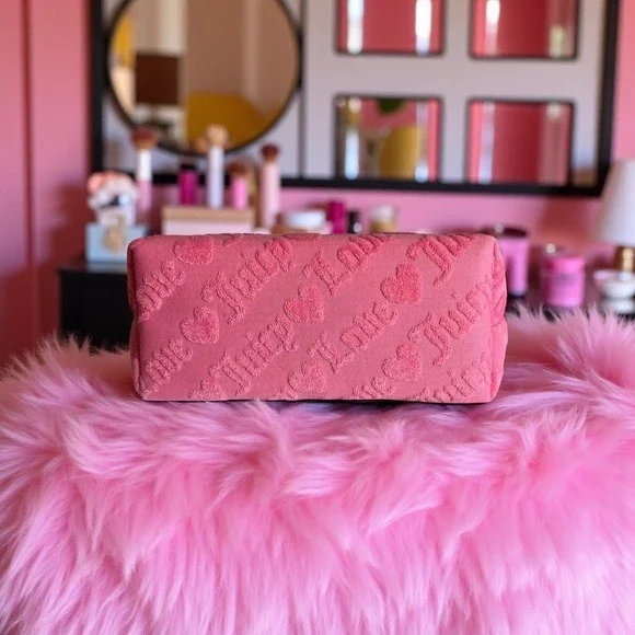 Juicy Couture Pink Love Cosmetic Makeup Bag Heart Travel Toiletry Bottle Y2K - Picture 5 of 8